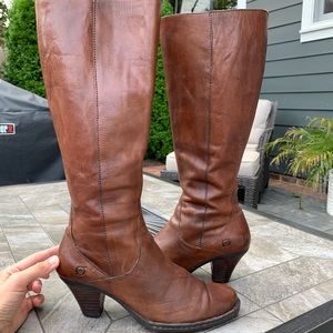 Born Brown Leather Low Heel Knee Boots